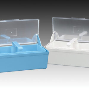 Plasdent GERMICIDE TRAY W/CLEAR LID, (10⅜"W x 3¼"H x 4"D) - WHITE