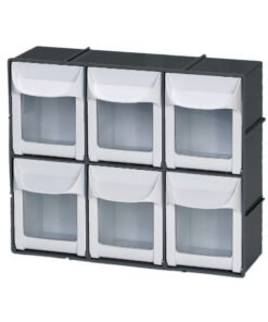 Plasdent 6-Bin Unit  - White Frame (11 ¹³⁄₁₆" W x 10"H x 4"D)