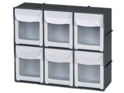 Plasdent 6-Bin Unit  - White Frame (11 ¹³⁄₁₆" W x 10"H x 4"D)