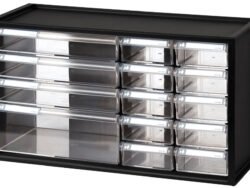 Plasdent 14-Drawer Unit - White Frame (17 ⅝" W x 9 ⁶⁄₈"H x 7 ⅛"D)