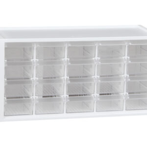 Plasdent 14-Drawer Unit - White Frame (17 ⅝" W x 9 ⁶⁄₈"H x 7 ⅛"D)