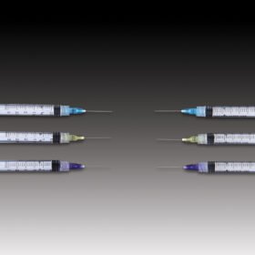 Plasdent Irrigation Pre-Tipped 3cc Syringes - 3cc, 23ga. Side Vented, Monoject®Style, Blue (100pcs/box)