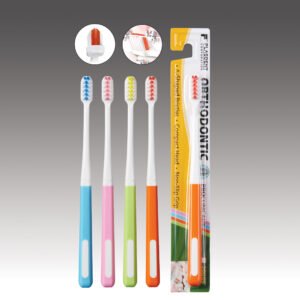 Plasdent ORTHODONTIC Ʌ-SHAPED TOOTHBRUSH, Assorted 4 colors, 12 Brushes/Box