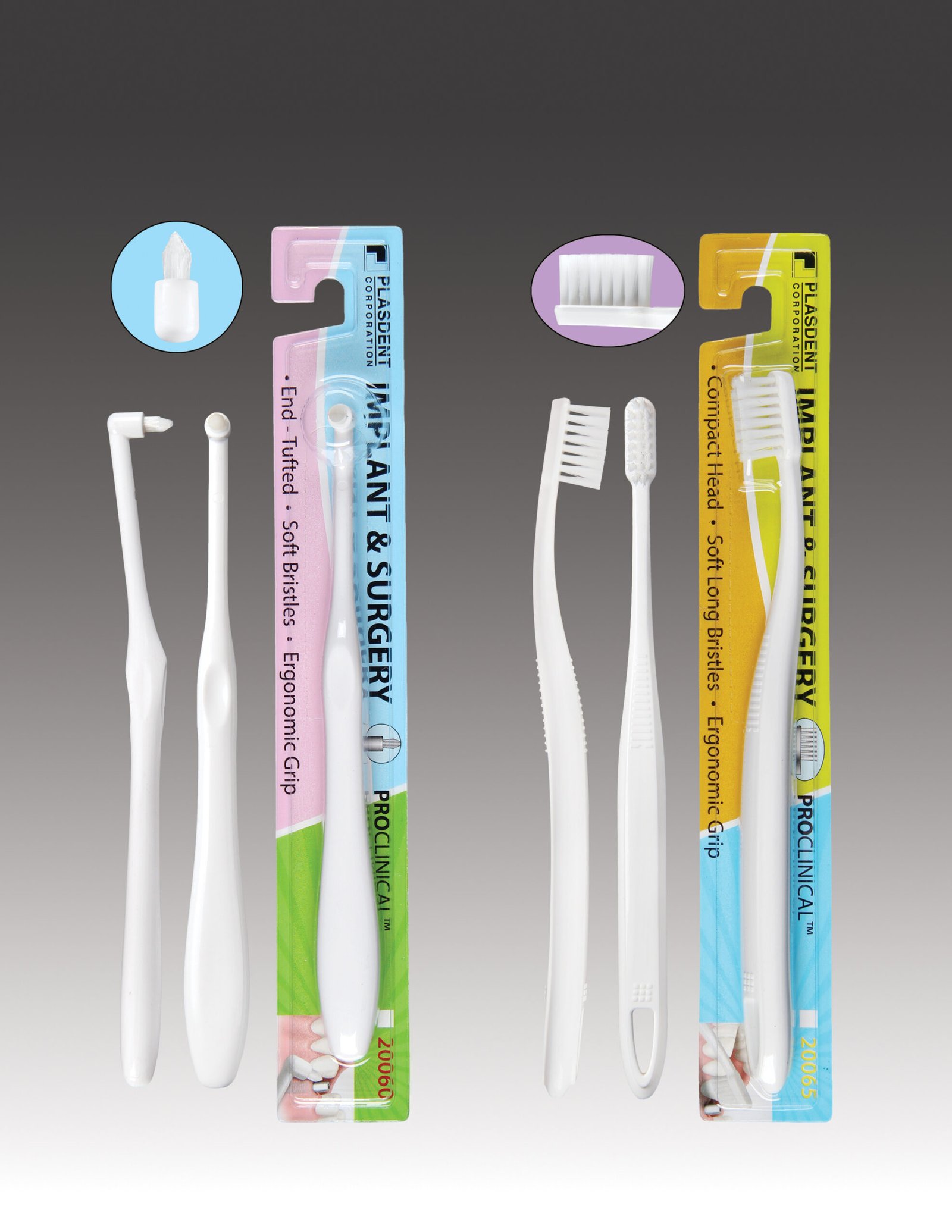 Plasdent IMPLANT & SURGERY SOFT TOOTHBRUSH, TUFTED White color, 12 Brushes/Box