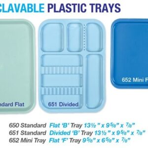 Premium Plus Autoclavable Plastic Tray (1 pc) - Standard B Size, Divided, COLOR MAY VARY