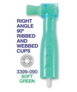 Disposable Prophy Angle Soft Cup Green with 90 degree Right Angle - 100/Box