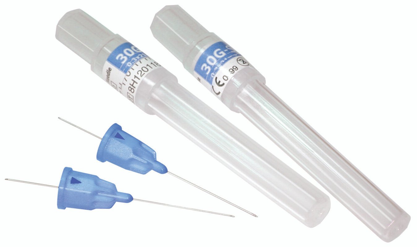 DEFEND 27GA Long Yellow Plastic Hub/Self-Threading Dental Needles 100/box