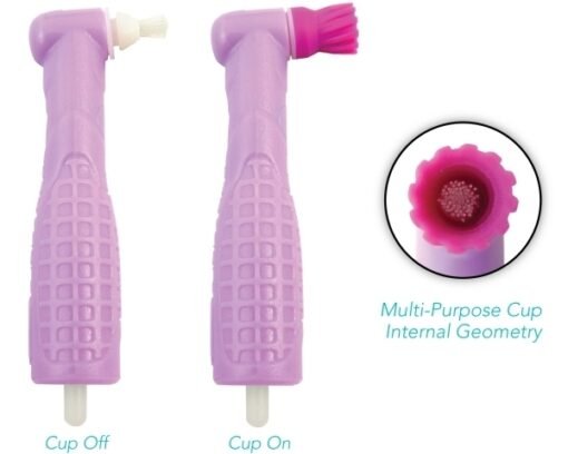 PacDent ProAngle® Plus Disposable Prophy Angle with Snap-On Cup - Soft purple cup, standard package, 144 pcs. per box
