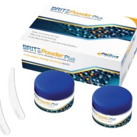 PacDent Brite Powder™ Plus - 1 X Brite Powder Plus kit: 2 jars of powder (2 x 20 ml),  2 measuring scoops, 1 user instructions