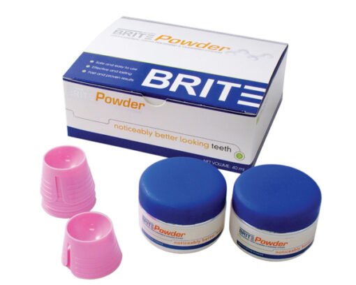 PacDent Brite Powder - 1 X Brite Powder kit: 2 jars of powder (2 X 20 ml), 10 dappen dishes, 5 mixing spatulas, 1 measuring scoop, 1 user instructions