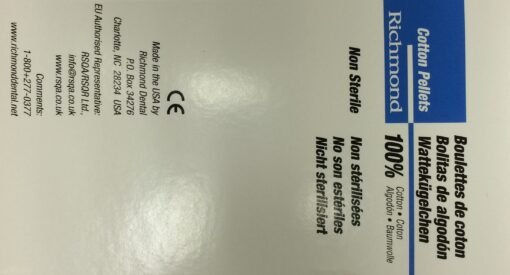 Richmond Cotton Pellets, Size 0, 11/32" Dia, 400/bx