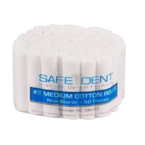 Safe-Dent- Cotton Rolls,  1.5" x 3/8",  Non Sterile,  #2 Medium, Absorbent, Strong  50 pcs bundle