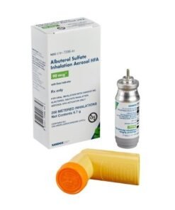 Sandoz, Albuterol Sulfate, 90 mcg, Aerosol Metered-Dose Inhaler, 6.7 Grams, 200 Doses, Emergency Kit Medication