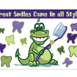Sherman Dental DINOSAUR SMILE POSTCARD 4-UP