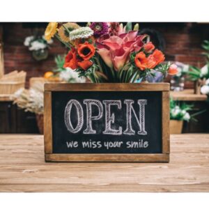 Sherman Dental WE'RE OPEN CHALKBOARD ON TABLE POSTCARD