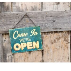 Sherman Dental WE'RE OPEN SIGN ON FENCE POSTCARD