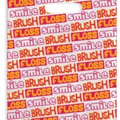 Sherman Dental BRUSH FLOSS SMILE BLOCK LETTERS SCATTER BAG 7" x 10"