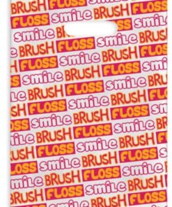 Sherman Dental BRUSH FLOSS SMILE BLOCK LETTERS SCATTER BAG 7" x 10"