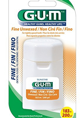 SUNSTAR GUM® DENTAL FLOSS   STARTER SIZE Fine Floss, Refillable Dispenser, Unwaxed, 200 yds.