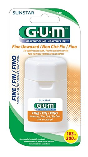 SUNSTAR GUM® DENTAL FLOSS   STARTER SIZE Fine Floss, Refillable Dispenser, Unwaxed, 200 yds.