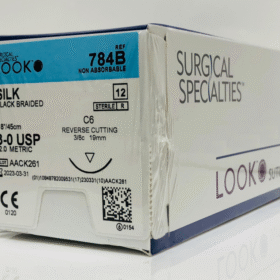 SURGICAL SPECIALTIES LOOK™ DENTAL SUTURES - 3/0 Silk Suture, Black Braided, 18"/45cm, C6, 18mm 3/8 Circle, 12/bx