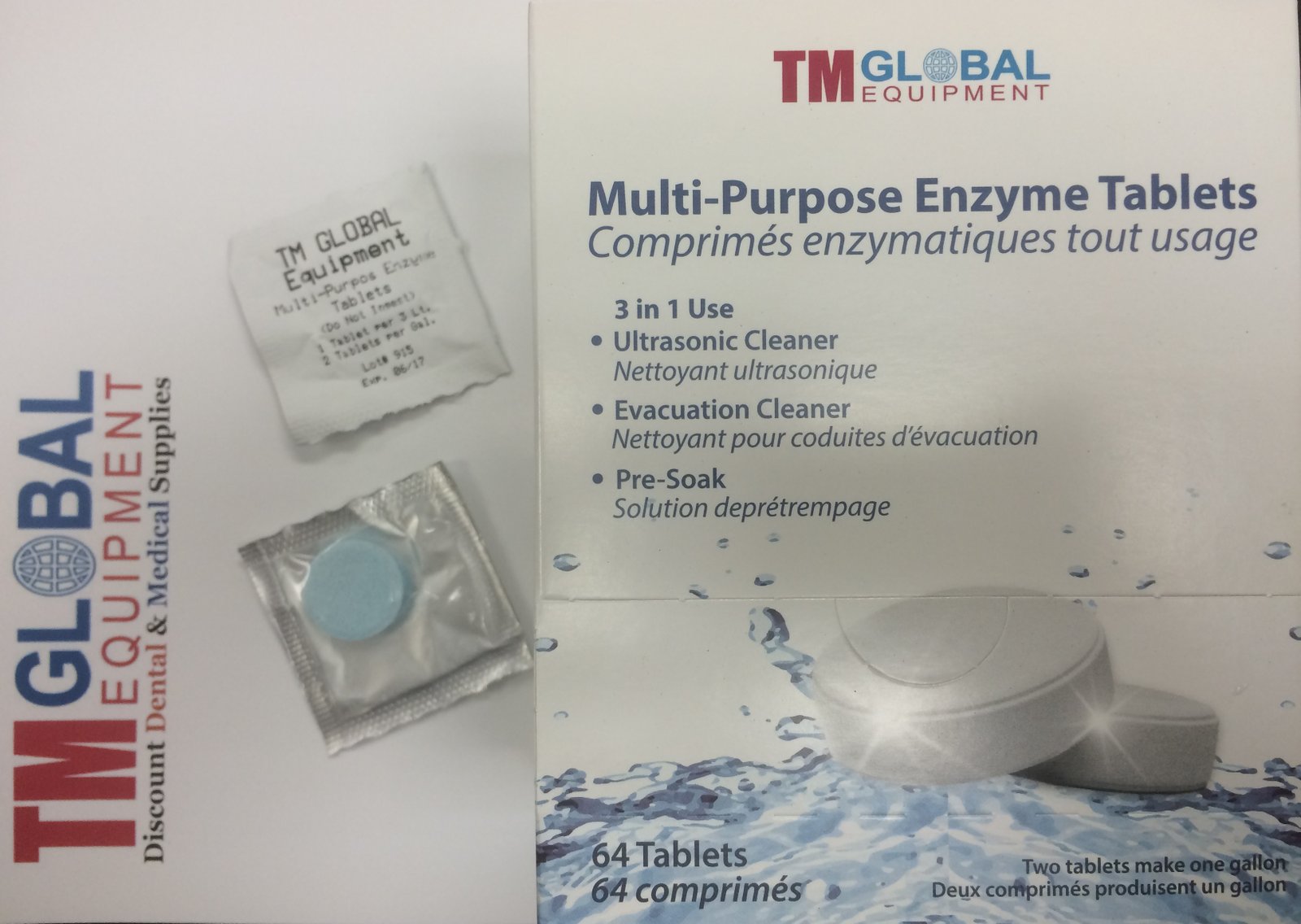 TM Global Multi Purpose Enzymatic Tablets, 64 tabs/bx (Ultrasonic Enzyme)