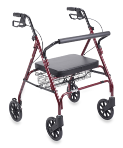 Drive Medical Heavy-Duty Bariatric Rollator with LargePadded Seat and 8-Inch Wheels in Red