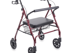 Drive Medical Heavy-Duty Bariatric Rollator with LargePadded Seat and 8-Inch Wheels in Red 