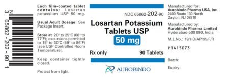 Aurobindo Losartan Potassium Tablets USP 50mg, 90 Tablets