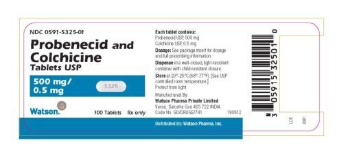 Watson Probenecid and Colchicine Tablets USP 500mg/0.5mg,100 Tablets